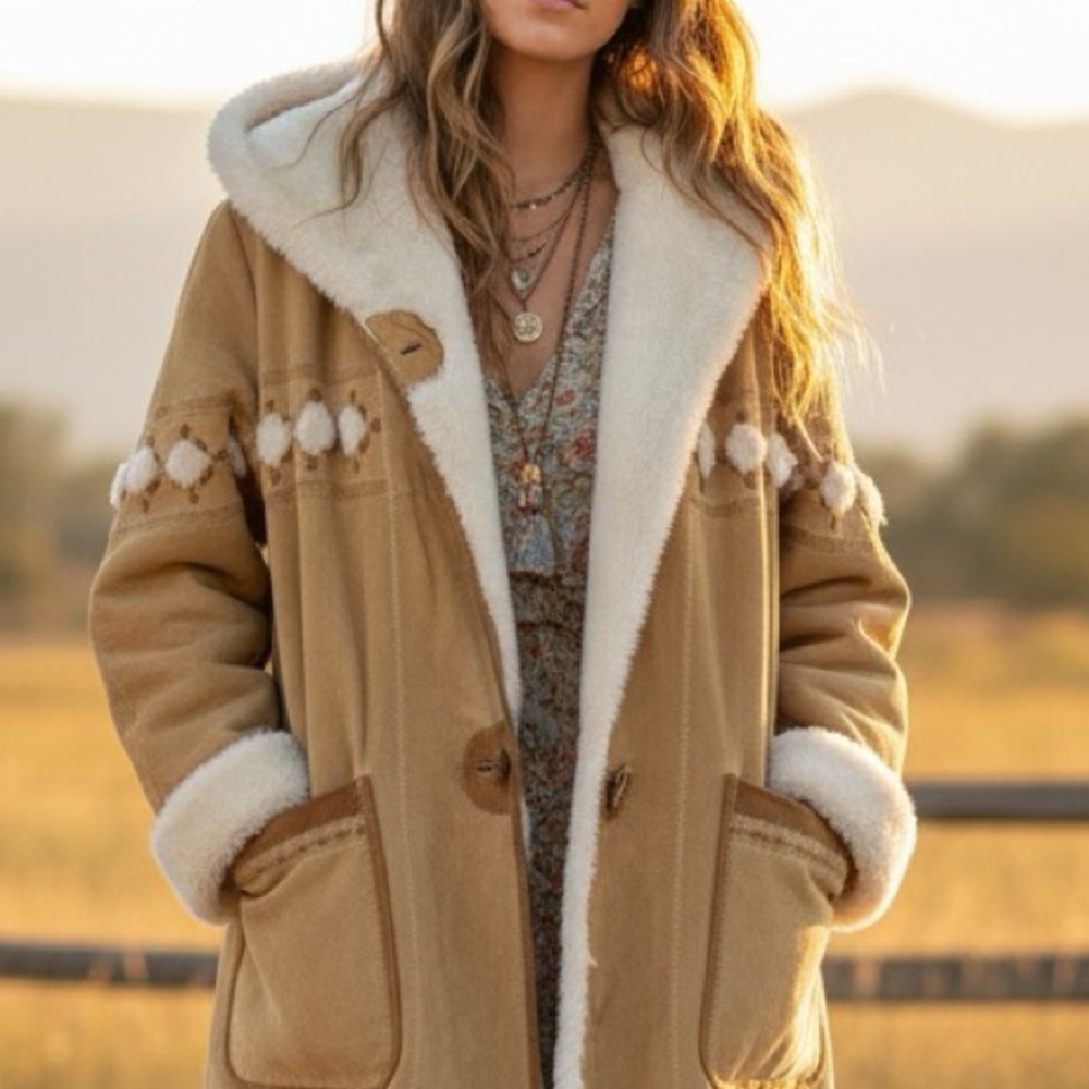 Vintage Tan Shearling Leather Jacket